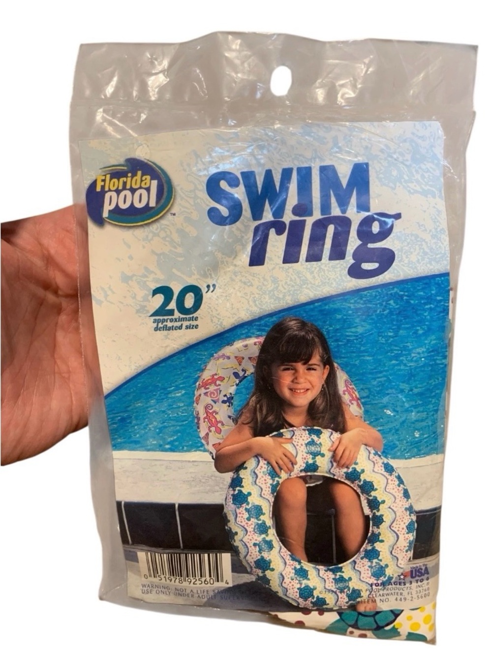 Vintage 1998 Florida Pool Turtle 20” Inflatable Ballon Swim Ring Float NOS HTF